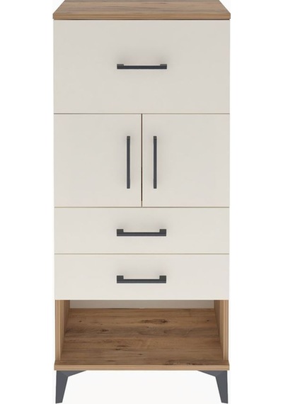 Arges Dolap Tek Raflı 3 Çekmeceli 2 Kapaklı 60x30x134 Çam-aytaşı Atlas Çam