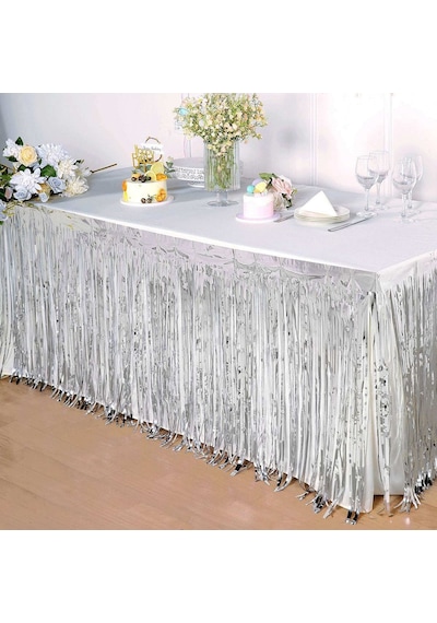 Gümüş Metalize Masa Eteği 275x75 Cm Kendinden Yapışkanlı 5477 "