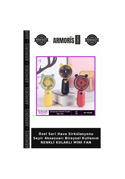Özel Seri Hava Sirkülasyonu Seyir Aksesuarı Bireysel Kullanım Renkli Kulaklı Mini Fan