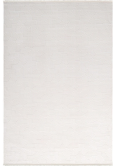 Jade Jd013w Beyaz Halı Modern Desenli Triko Akrilik Pamuk Tabanlı Kaymaz Salon Oturma Odası Halısı-779 Beyaz