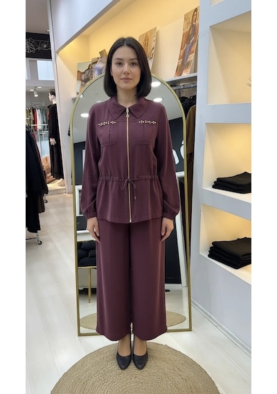Nuss Pantolonlu Takım 1049 Bordo Bordo
