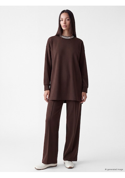 Lcw Everyday Kahverengi Oversize Soft Touch Kadın Sweatshirt Tunik