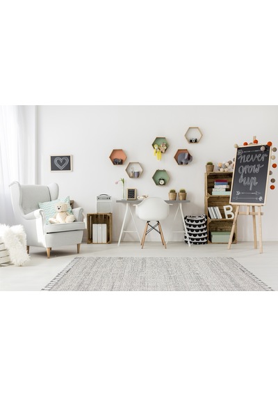Loft Lf01 Düz Örgü Desenli Gri Modern Salon Halısı Hav Toz Vermez