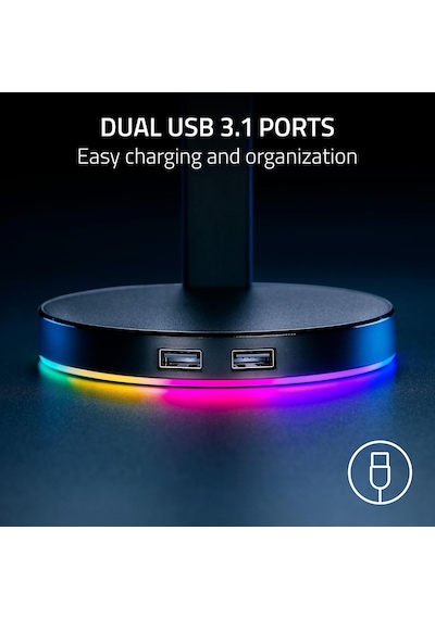 Base Station V2 Chroma - Usb Hub'lı Ve Rgb Aydınlatmalı Kulaklık Standı 7.1 Surround Sesli Usb Hub, Entegre Kulaklık Tutucu, Kaymaz Stand, Chroma Rgb Mercury
