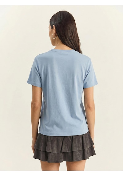Shade Kadın Kovboy Şapka Nakışlı Boncuk İşlemeli Basic T-shirt 7581 60283950 - Bebe Mavisi Shade Kadın Kovboy Şapka Nakışlı Boncuk İşlemeli Basic T-shirt 7581 60283950 - Bebe Mavisi