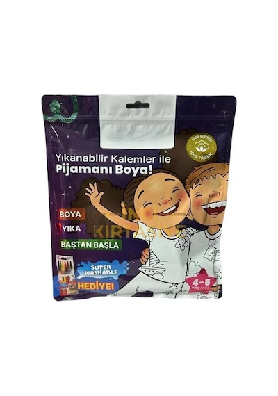 Mey İthalat Kalem Hediyeli Boyanabilir Pijama 4-5 Yaş Çok Renkli