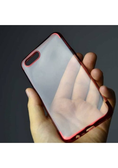 Realme C2 Kılıf Köşeleri Renkli Kamera Çıkıntılı Şeffaf Silikon
