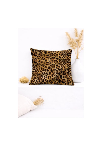 Leopar Desenli Dekoratif Kırlent Kılıfı 45x45 Cm
