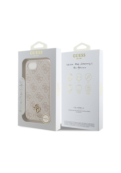 Apple iPhone 16e Uyumlu Kılıf Guess Lisanslı M-safe Şarj Özellikli Small 4g Classic Kapak Pembe