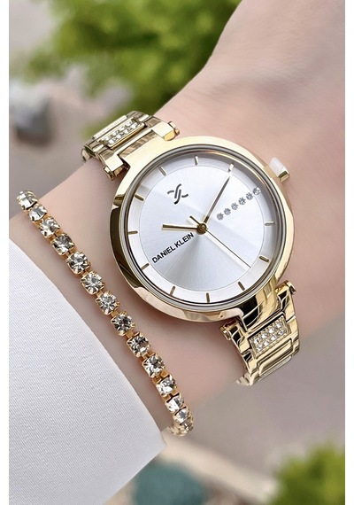 Daniel Klein DKISTE156 Premium Gold Kadın Kol Saati + Bileklik