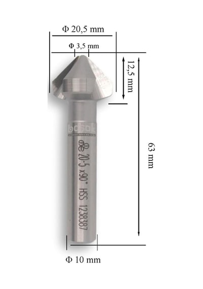 Mte 20,5 Mm 90 Havşa Freze Hss Dın 335/