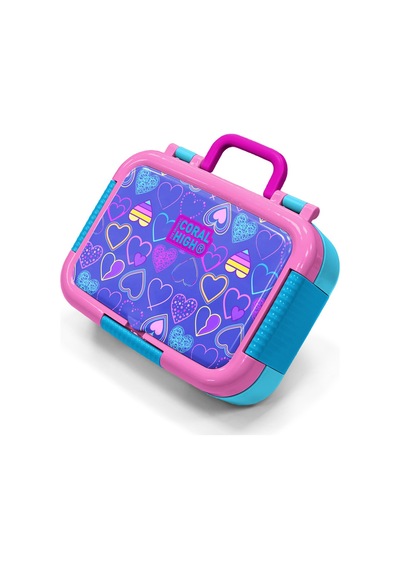 Coral High Kids Açık Pembe Lavanta Kalp Desenli Paslanmaz Çelik Beslenme Kabı 39303 Lila