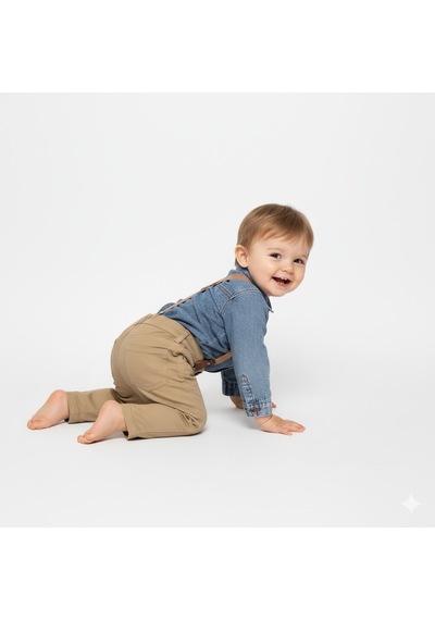 Mnk Baby & Kids Jeans Gömlek Gabardin Pantolon Erkek Bebek Takımı M00774 Bej