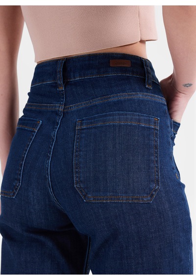 Jeep Mavi Kadın Bol Kesim Yıkamalı Denim Pantolon J5wl-pnt7119 Koyu İndigo