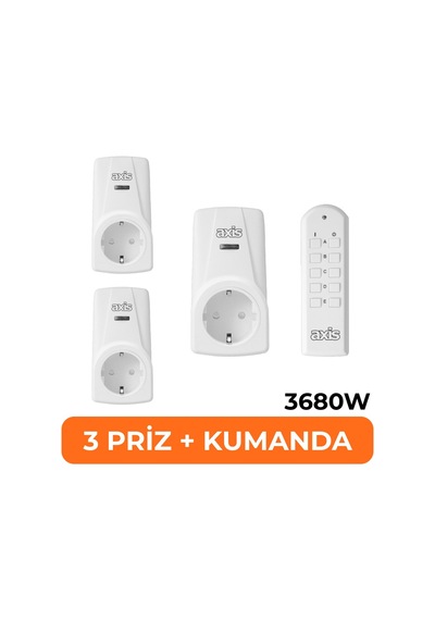 Axis 3'lü Uzaktan Kumandalı Priz Set 3680 W