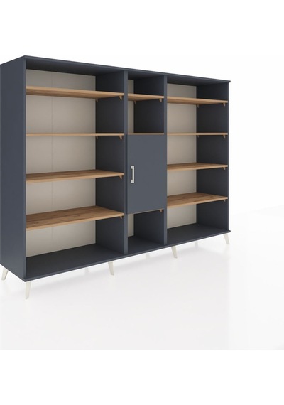 Hyperion Dolap 12 Raflı Tek Kapaklı 220x44x163 Antrasit-antrasit Antrasit-antrasit/çam