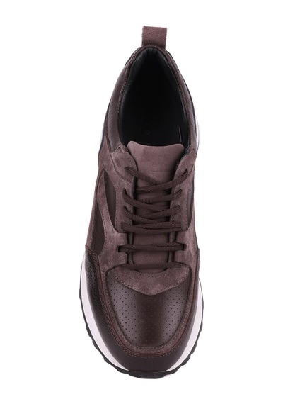 Shoetyle - Kahverengi Hakiki Deri Bağcıklı Erkek Sneaker 115-k511-1328 Kahve Rengi