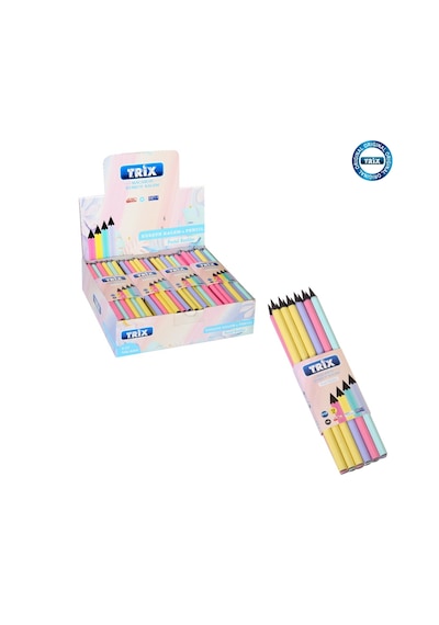 Pastel Renkli Kurşun Kalem 3 Düzine Siyah Kurşun Kalem