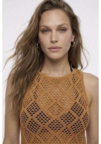 Neden Tekstil Dantel Görünümlü Ajurlu Beachwear Crop Top Ve Yırtmaçlı Uzun Etek Triko Takım - Safran Neden Tekstil Dantel Görünümlü Ajurlu Beachwear Crop Top Ve Yırtmaçlı Uzun Etek Triko Takım - Safran