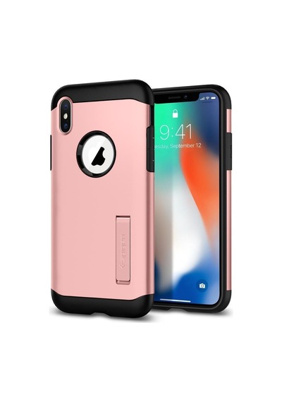 Spigen Apple Uyumlu iPhone X Kılıf Slim Armor Rose Gold