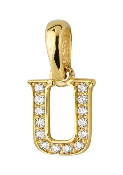 Goldkupe 14 Ayar Altın U Harfi Taşlı Kolye Ucu 0,44 Gr-6350 Altın