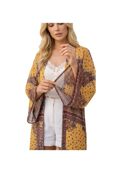 Lila Mare Pamuk Kimono Renkli Renkli