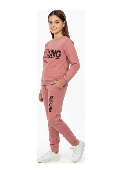 Mnk Baby & Kids Strong Motif Kız Çocuk Eşofman Mnk0625 Gülkurusu