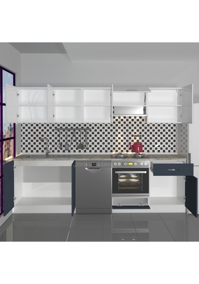 Decoraktiv Elite 280 Ankastre Fırın Modüllü Mdf Hazır Mutfak Dolabı - Tezgah Dahil - Antrasit - Beyaz Decoraktiv Elite 280 Ankastre Fırın Modüllü Mdf Hazır Mutfak Dolabı - Tezgah Dahil - Antrasit - Beyaz