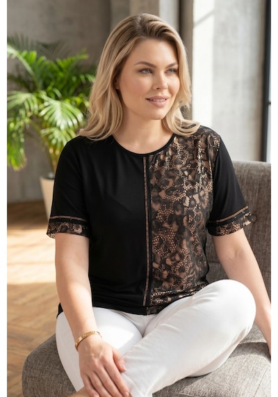 Aytemas Leopar Desenli Taş Detaylı Bluz Siyah/leopar