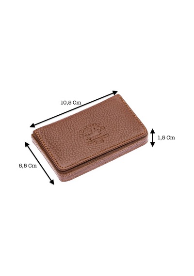 Westpolo Hakiki Deri Unisex Tek Bölmeli Kartlık - Taba Taba