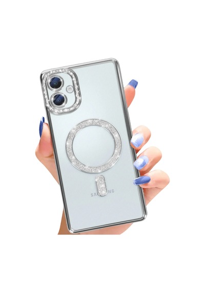 Samsung Galaxy A06 Joke Simli Magneticsafe Kılıf - Gümüş 0.2M-Çok Renkli