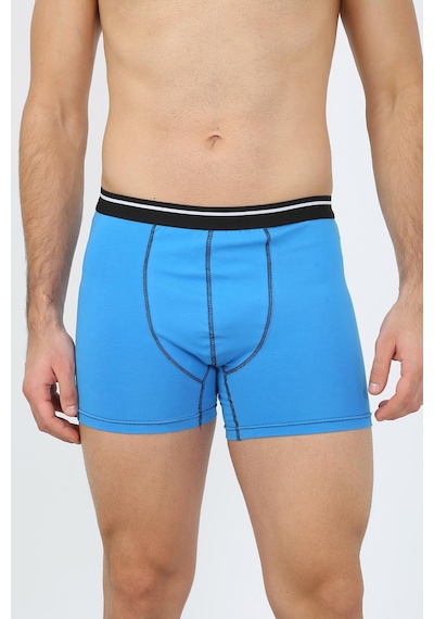 İbrahim Burak Etiler Collection Moda Çizgi Erkek Pamuk Likralı Boxer Mavi 40133