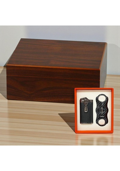Cedar Alman Humidor Puro Kutusu Karbon Çakmak Kesici Seti