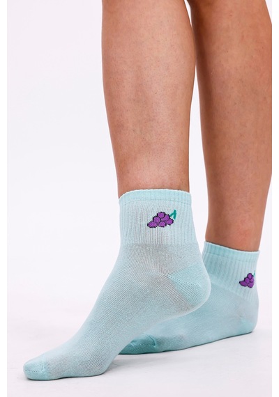 Desing Socks Premium Pamuklu Yumuşak Ve Kokulu 6'lı Meyve Desenli Bilek Kadın Çorap Seti - Nefes Alan Yapı Çok Renkli
