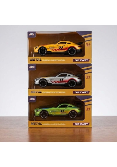 Mercedes Amg 15 Cm Çek Bırak Metal Araba - Diecast Gövde Yüksek Hız Çok Renkli