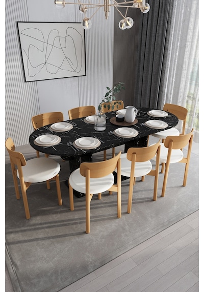 Modern 8 Kişilik Mutfak Yemek Masası Ve Sandalye %100 Mdf Mutfak Yemek Odası Masası Takımı Ymt08 Royal Mermer Modern 8 Kişilik Mutfak Yemek Masası Ve Sandalye %100 Mdf Mutfak Yemek Odası Masası Takımı Ymt08 Royal Mermer