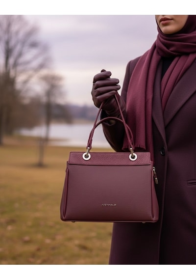 Just Polo Kadın Şık Ve Lüx El & Omuz Çantası Ebat 18 X 26 Cm Shopper Bordo
