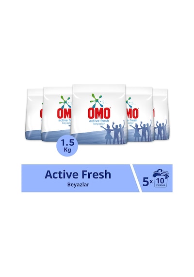 Omo Active Fresh Beyazlar için Toz Çamaşır Deterjanı 5 x 1500 G