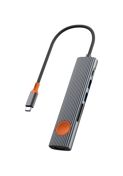 Wiwu Wi-hb8007 Travel Serisi 7in1 Hdmı 4k 60hz Girişli 100w Pd Type-c Hub Bağlantı İstasyonu Gri