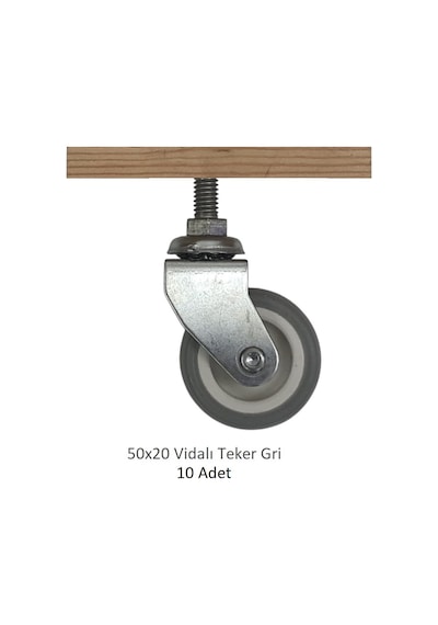 Ofis Koltuk Dolap Etajer 360 Derece Döner 50 X 20 Vidalı Teker Gri 50 Mm 10 Adet Gri