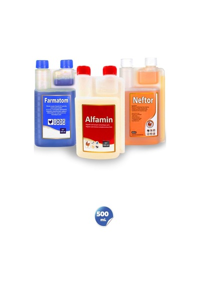 Kanatlı Hayvanlar İçin 3lü Set Farmatom Vitamin + Alfamin + Neftor Hırıltı Seti - 500 Ml