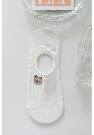 Hitit Socks Kadın 10 Çift Premium Çiçek Ve Hayvan Desenli Görünmez Babet Çorap Şeker Beyazı beyaz