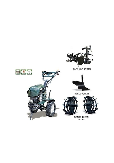 Kaan 26 S DELUX 7 HP 2+1 Benzinli Çapa Makinesi + Çapa Alt Grubu + Demir Teker Takımı + Pulluk