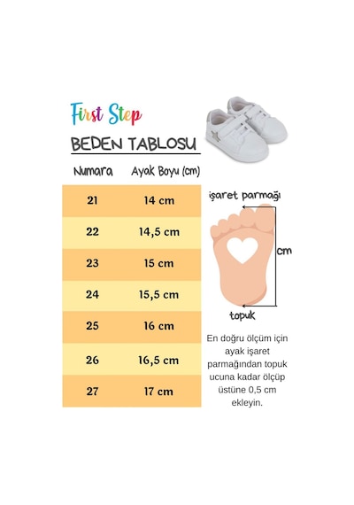 First Step S-1000 Yıldızlı Cırt Cırtlı Kız Bebek Günlük Spor Ayakkabı Beyaz - Gri