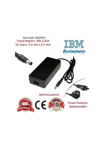 Lenovo Uyumlu E46L Adaptör 20V 3.25A
