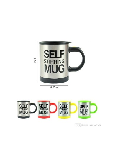 Self Mug Mikser Pilli Kupa Kendi Kendini Karıştıran Kahve Siyah