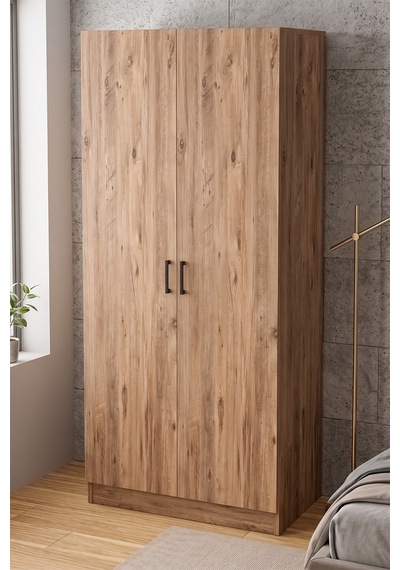 Açelya Gardrop Askılı Elbise Dolabı Raflı Elbise Dolabı Çam
