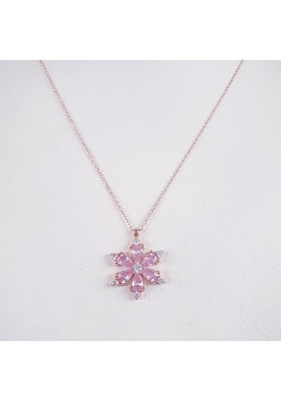 Pembe Lotus Çiçeği Model Kadın Gümüş Kolye 535896154