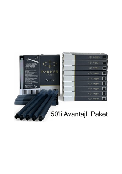 Parker Dolma Kalem Kartuşu Quink Yıkanabilir Siyah 50 Li Paket 1950382