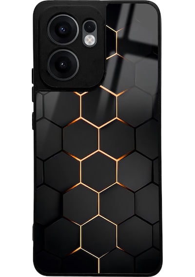 Oppo Reno 13f Yellow Carbon Tasarımlı Glossy Telefon Kılıfı Uyumlu Çok Renkli